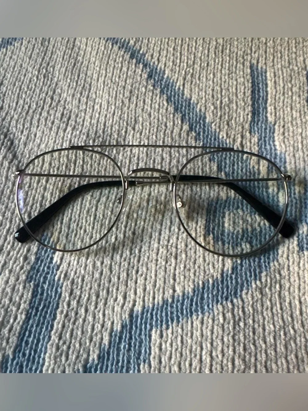 Amazon Silver Round Aviator Glasses with Black Temples